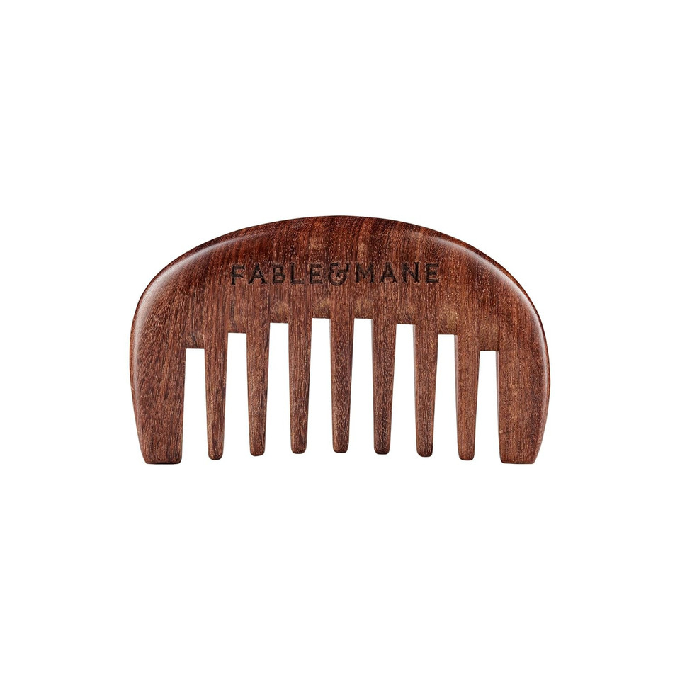 Fable & Mane Scalp Massager Comb, Wide-Toothed, 100% Natural Ebony Wood, Detangles Strands And Gently Massages The Scalp