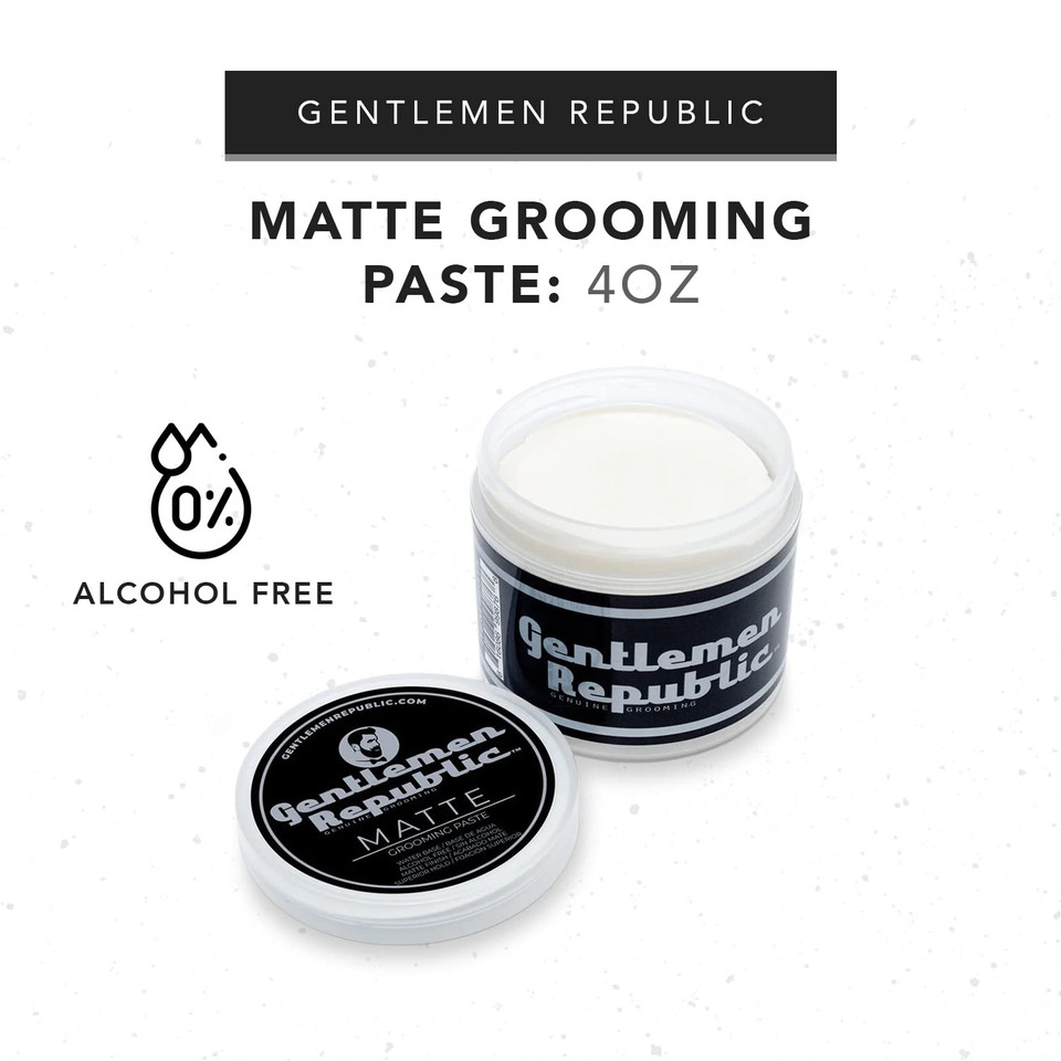 Gentlemen Republic 4Oz Matte Paste For Men - Water-Based Men'S Hair Paste With Strong Hold & Matte Finish - Alcohol-Free Hair Styling For Natural Texture  Made In The Usa