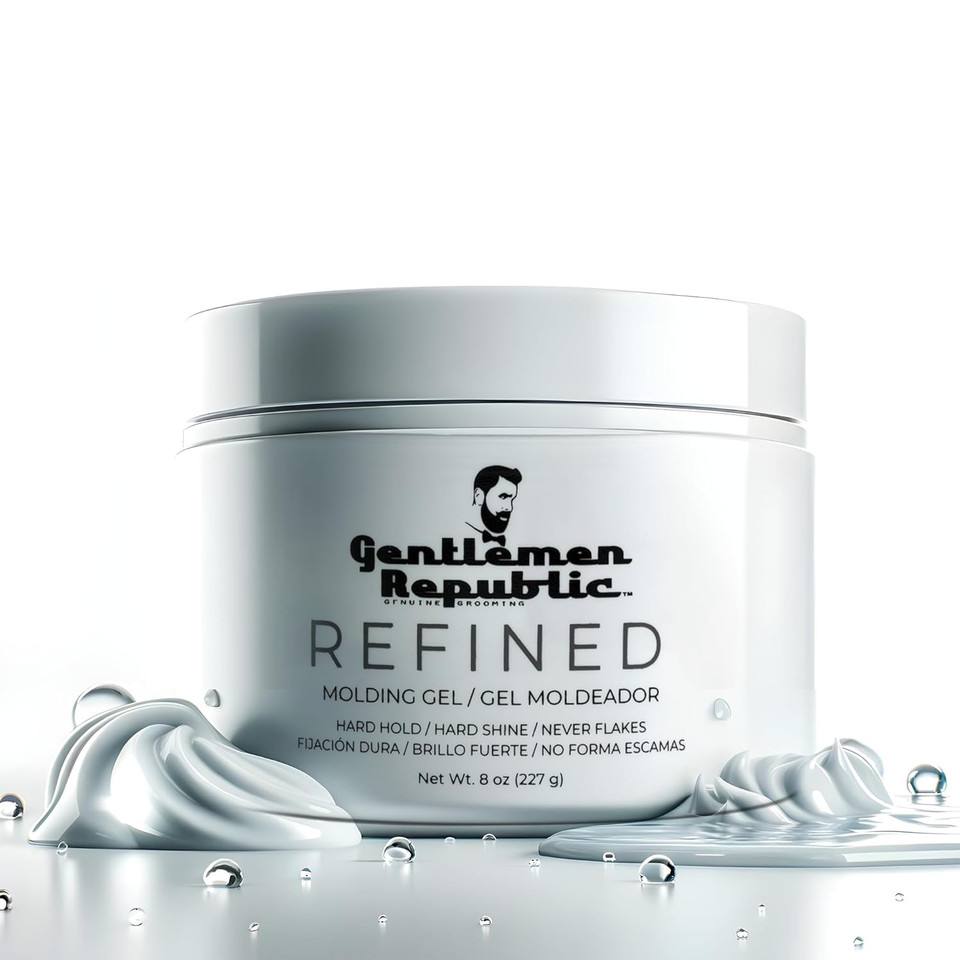 Gentlemen Republic 8Oz Refined Hair Gel - Professional Formula For 24 Hour Shine And Hold, Humidity Resistant, 100% Alcohol-Free And Never Flakes, Made In The Usa