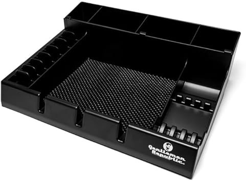 Gentlemen Republic Barber Station Organizer - Multi-Compartment Countertop Tray For Clippers, Trimmers & Other Tools Storage. Ideal For Busy Barbers And Stylists, Maximize Efficiency - Black