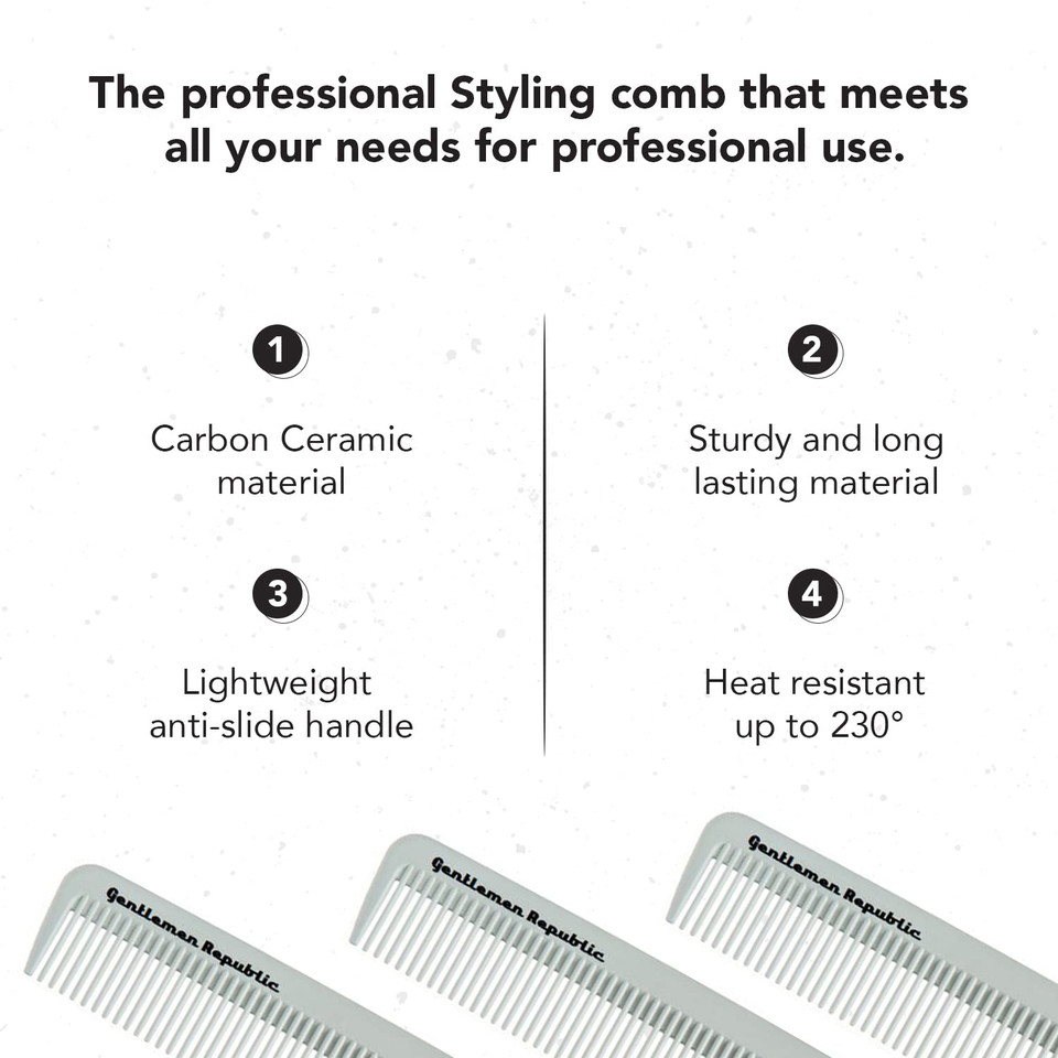 Gentlemen Republic Styling Comb Men 1 Pc (I0110208)  Made With Carbon Ceramic Material, Lightweight Anti-Slide, Heat Resistant Up To 230 Degrees For Professionals & Stylist