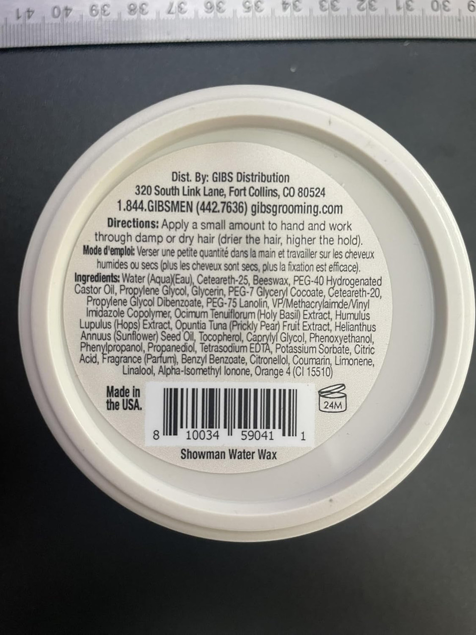 Gibs Water Wax, Showman-Medium Hold, Healthy High Shine, Water Based, Made In Usa, 4Oz