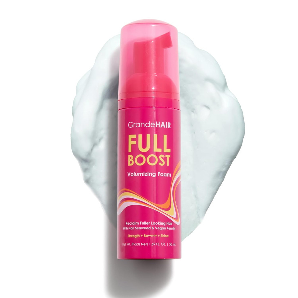 Grande Cosmetics Volumizing Hair Foam For Instant Volume, Body & Fuller Looking Hair, Hair Mousse For Curly Hair, Defines Curls, Non-Sticky