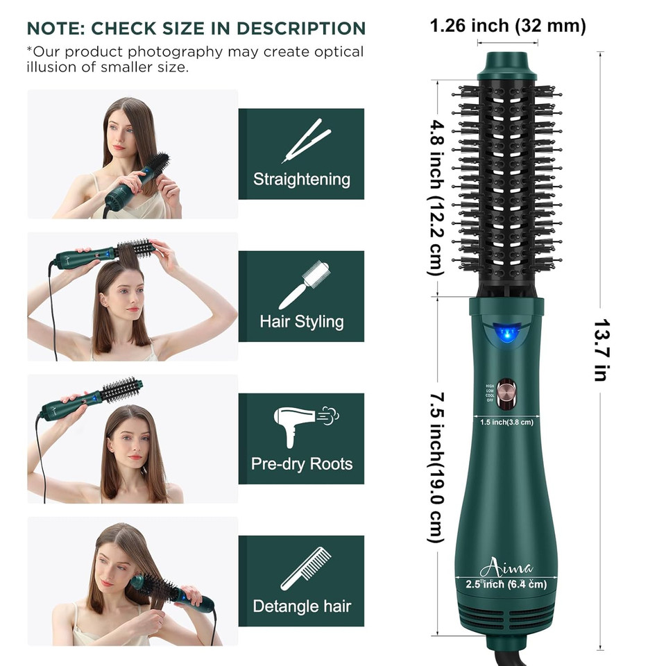 Hair Dryer Brush Blow Dryer Brush In One, Aima Beauty 1.25'' Round Brush Blow Dryer Ionic Hot Air Brush Styler Volumizer With Ceramic Coating & Tufted Bristles For Smooth And Shiny Blowout, Pink Hair Dryer Brush Blow Dryer Brush In One, Aima Beauty 1.25'' Round Brush Blow Dryer Ionic Hot Air Brush Styler Volumizer With Ceramic Coating & Tufted Bristles For Smooth And Shiny Blowout, Pink