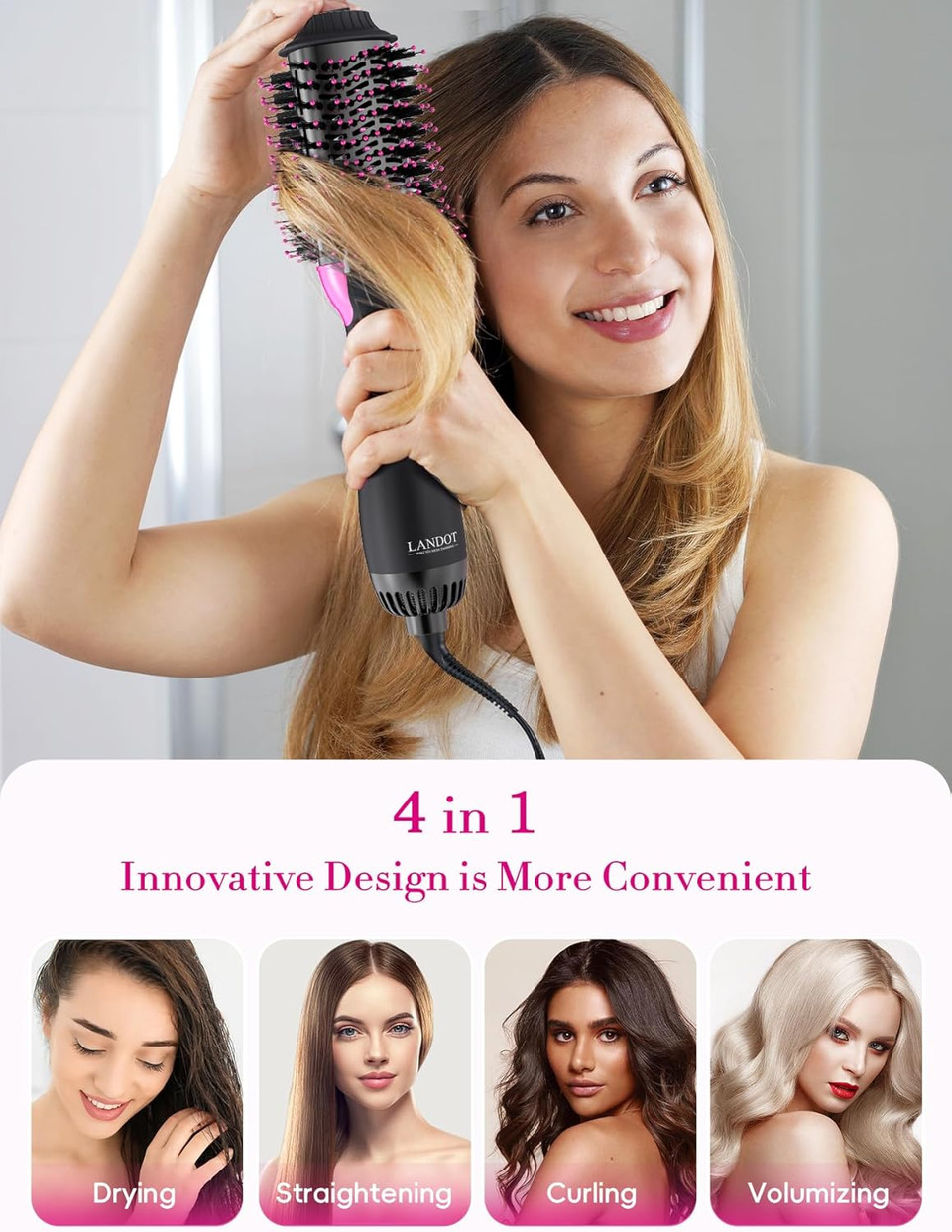 Hair Dryer Brush Blow Out Brush - Hot Air Styler And Volumizer For Smooth, Frizz-Free Results - 60Mm Oval Barrel Hairdryer For Salon Blowout & Dry Quickly - One-Step Drying Volumizing Straightening Hair Dryer Brush Blow Out Brush - Hot Air Styler And Volumizer For Smooth, Frizz-Free Results - 60Mm Oval Barrel Hairdryer For Salon Blowout & Dry Quickly - One-Step Drying Volumizing Straightening