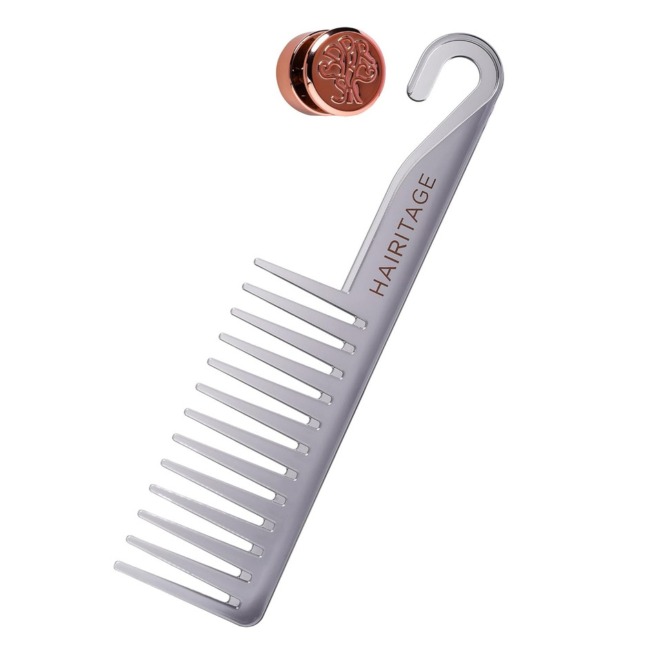 Hairitage By Mindy Hang In There Shower Comb For Detangling Wet Hair After Shampoo And Conditioner, Grey