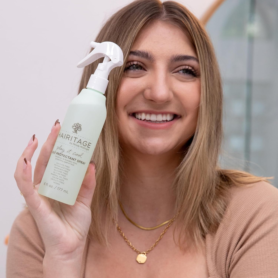 Hairitage Ceramic Tourmaline 2In1 Flat Iron Hair Straightener Curling Iron - 1 1/4 Inch - Airflow Styler + Heat Protectant Spray - Curved Edges - Curling + Straightening - 420 Degree Heat Protection