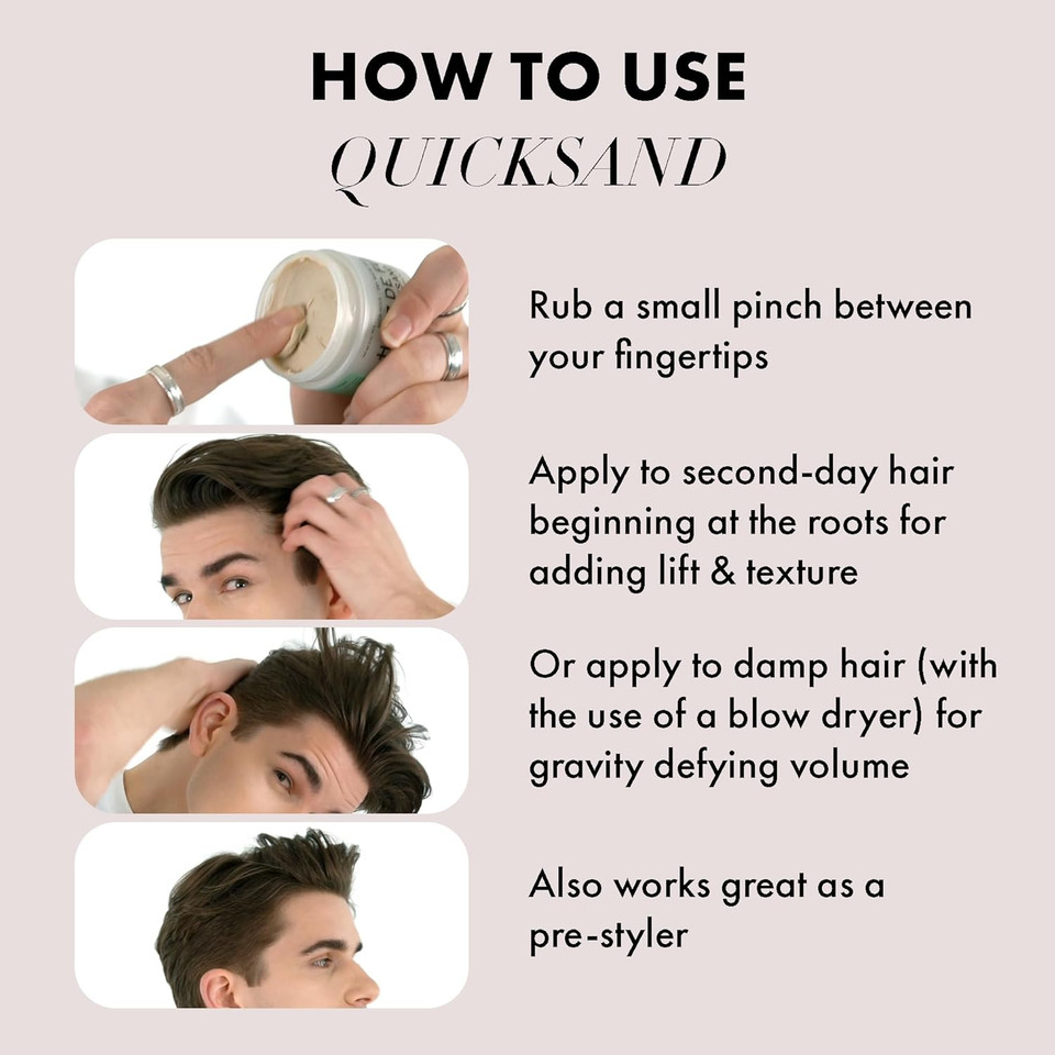 Hanz De Fuko Quicksand  Premium MenS Hair Styling Wax & Dry Shampoo For A High Hold, Ultra Matte Finish  Ideal Texture Product For Thin, Thick And All Hair Types  2 Oz, Travel Size