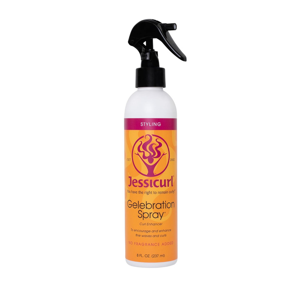 Jessicurl, Gelebration Spray, No Fragrance Added, 8 Fl Oz. Curl Enhancer For Fine Hair With Flaxseed Extract, Curl Styler For Wavy Hair, Curly Hair Products