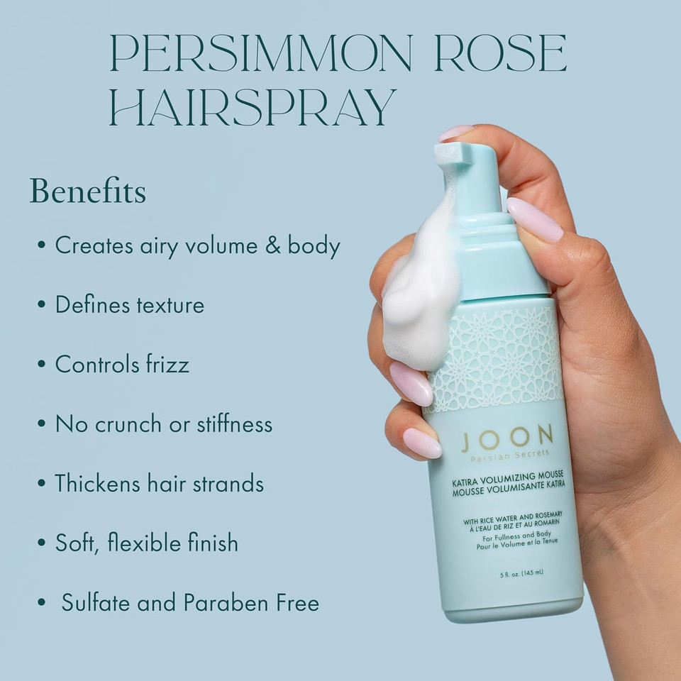 Joon Katira Volumizing Mousse, Hair Thickening And Styling Foam With Rosemary + Rice Water + Pistachio, 5 Fl. Oz