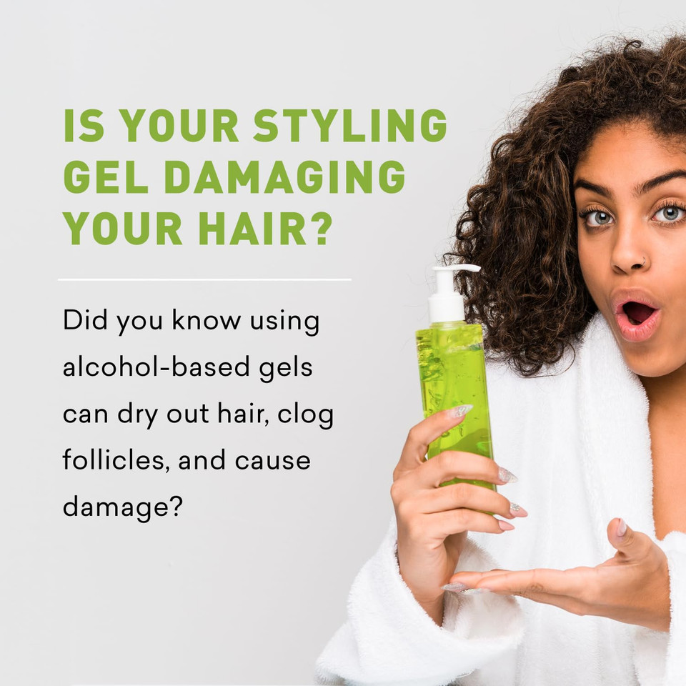 Just Nutritive Herbal Hair Gel With Vitamins & Proteins | Natural, Alcohol-Free & Humidity Controlling For All Hair Types - 16 Fl Oz