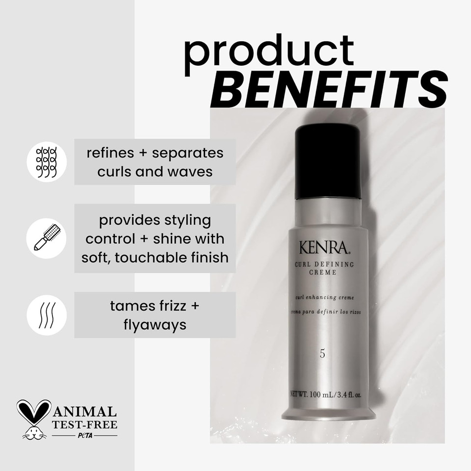 Kenra Curl Defining Crème 5 | Texture Enhancing Styler | Tames Frizz & Flyaways | Refines And Seperates Curls & Waves | Helps Resist Humidity | Medium To Coarse Hair