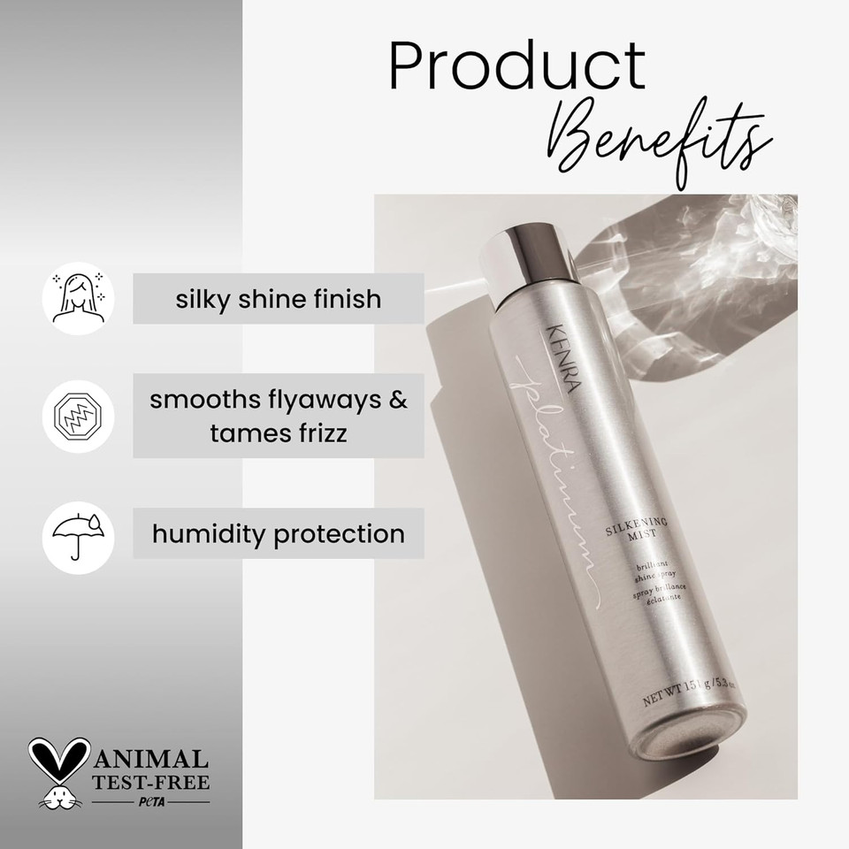 Kenra Professional Platinum Silkening Mist | Brilliant Shine Spray | Smooths Flyaways, Detangles And Tames Frizz | Humidity Protection | All Hair Types