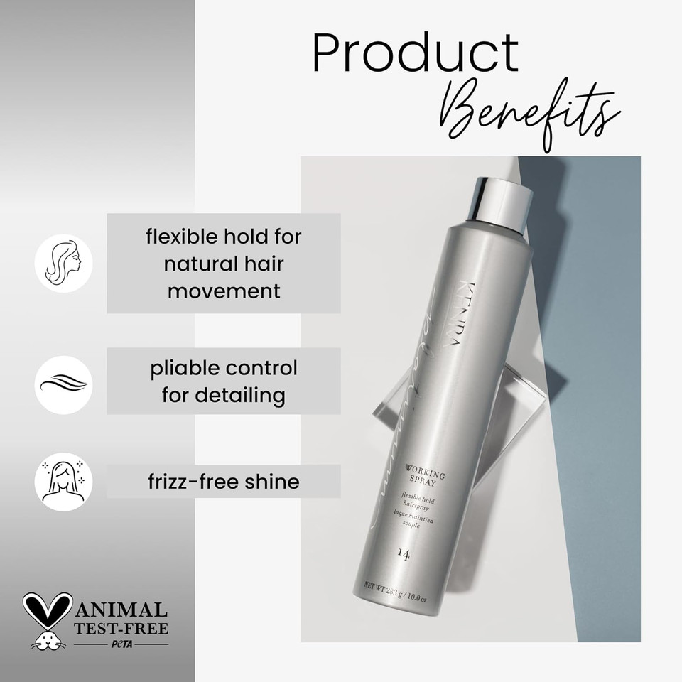 Kenra Professional Platinum Working Spray 14 | Flexible Hold Hairspray | Fast-Drying, Non-Sticky | Creates Volume & Texture | Leaves Hair With Frizz-Free Shine | All Hair Types