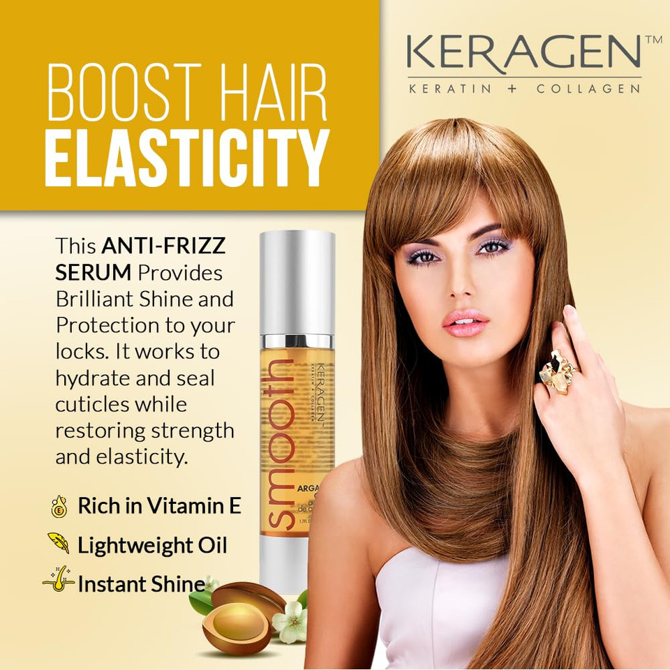 Keragen - Nourishing Hair Serum For Dry Damaged Hair - Argan Oil For Hair Treatment - Brilliant Shine, Heat Protection With Paraben, Phthalate And Sulfate Free Formula (1.7 Oz) Keragen - Nourishing Hair Serum For Dry Damaged Hair - Argan Oil For Hair Treatment - Brilliant Shine, Heat Protection With Paraben, Phthalate And Sulfate Free Formula (1.7 Oz)