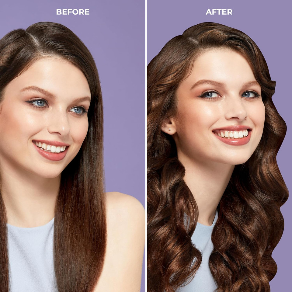 Kiss Instawave Deluxe Automatic Rotating Curling Iron, Ceramic Ionic Technology, Tangle Prevention, 2-Way Rotation, Dual Heat Settings Up To 420°F, 1 Curling Wand, 2-Year Warranty - Black & White