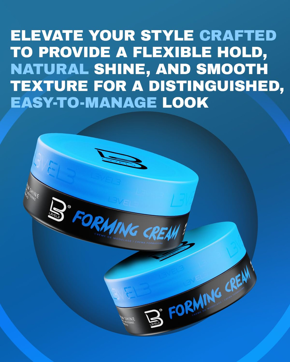 L3 - Level 3 Forming Cream - Natural Look Hairstyle - Improves Volume - No Stickiness - Level Three Hair Cream (1)