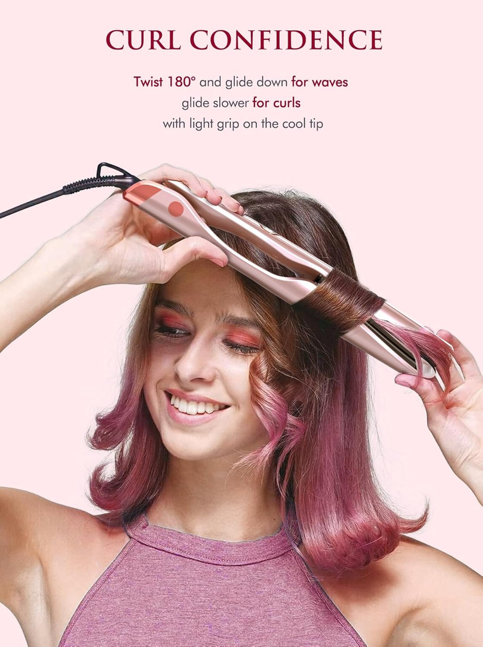 Landot 2-In-1 Flat Iron Curling Iron: Twist Ceramic Hair Straightener And Curler For Curl Wave Straighten - 30S Heat-Up 12 Temp Settings For All Hair Types - Less Frizz & More Shine