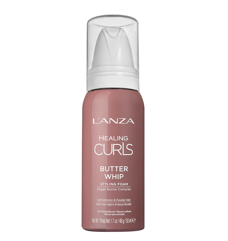 L'Anza Healing Curls Butter Whip Styling Foam, Hair Styling Mousse For Curly, Coily, Wavy & Afro Hair, Lightweight Control, Anti-Frizz & Anti-Humidity, Cruelty Free & Vegan