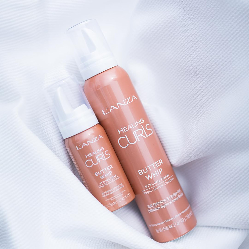 L'Anza Healing Curls Butter Whip Styling Foam, Hair Styling Mousse For Curly, Coily, Wavy & Afro Hair, Lightweight Control, Anti-Frizz & Anti-Humidity, Cruelty Free & Vegan