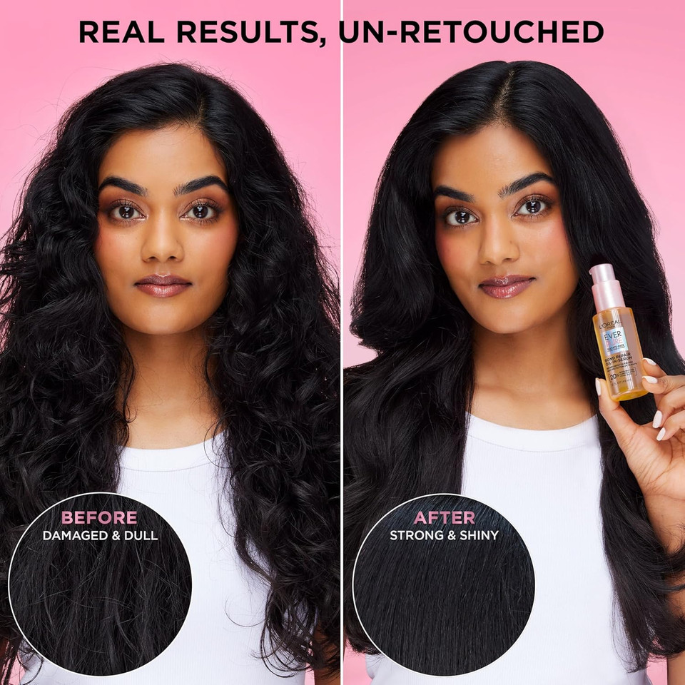 L'Oreal Paris Bond Repair Oil-In-Serum For Damaged, Color Treated Hair, Heat Protectant, Strengthens Weak Bonds, Intense Shine And Frizz Control, Everpure, 1.6 Fl Oz