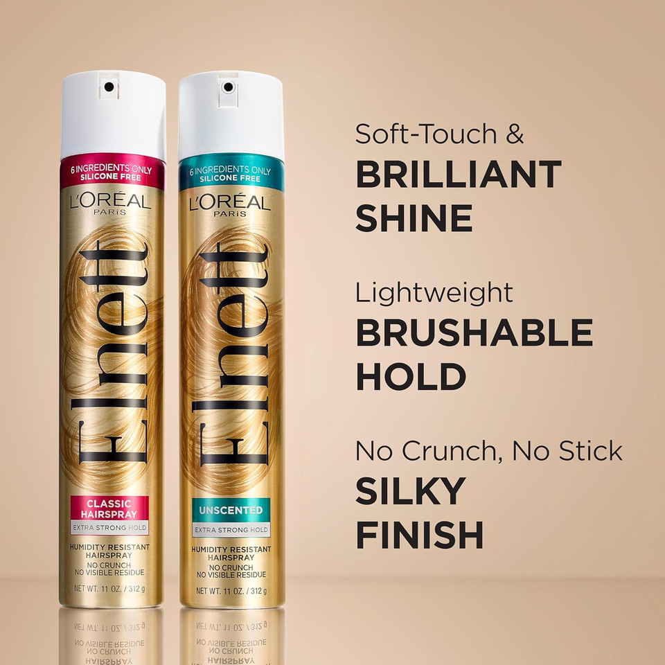 L'Oreal Paris Hair Care Elnett Extra Strong Hold Travel Size Hairspray, Long Lasting Plus Humidity Resistant, Hair Spray, 2.2 Ounce (2 Count)