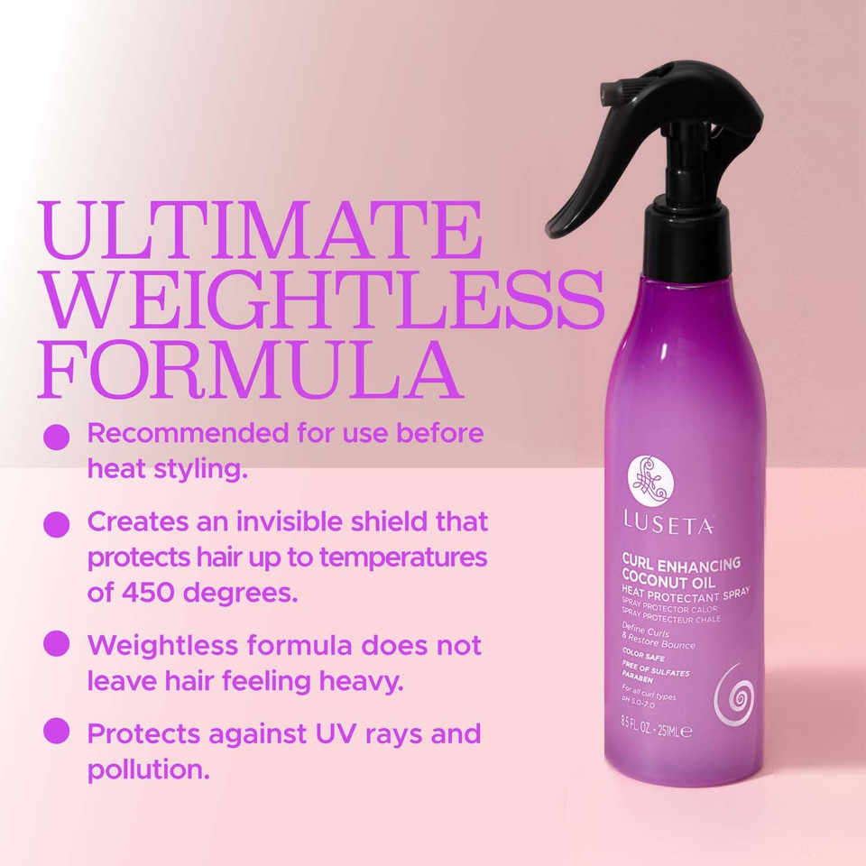 Luseta Curl Enhancing Heat Protectant Spray Define Curls & Resotre Bounce For Curly And Wavy Hair,Protect Hair From Heat Damage,Frizz-Free For Women And Men 8.5Oz