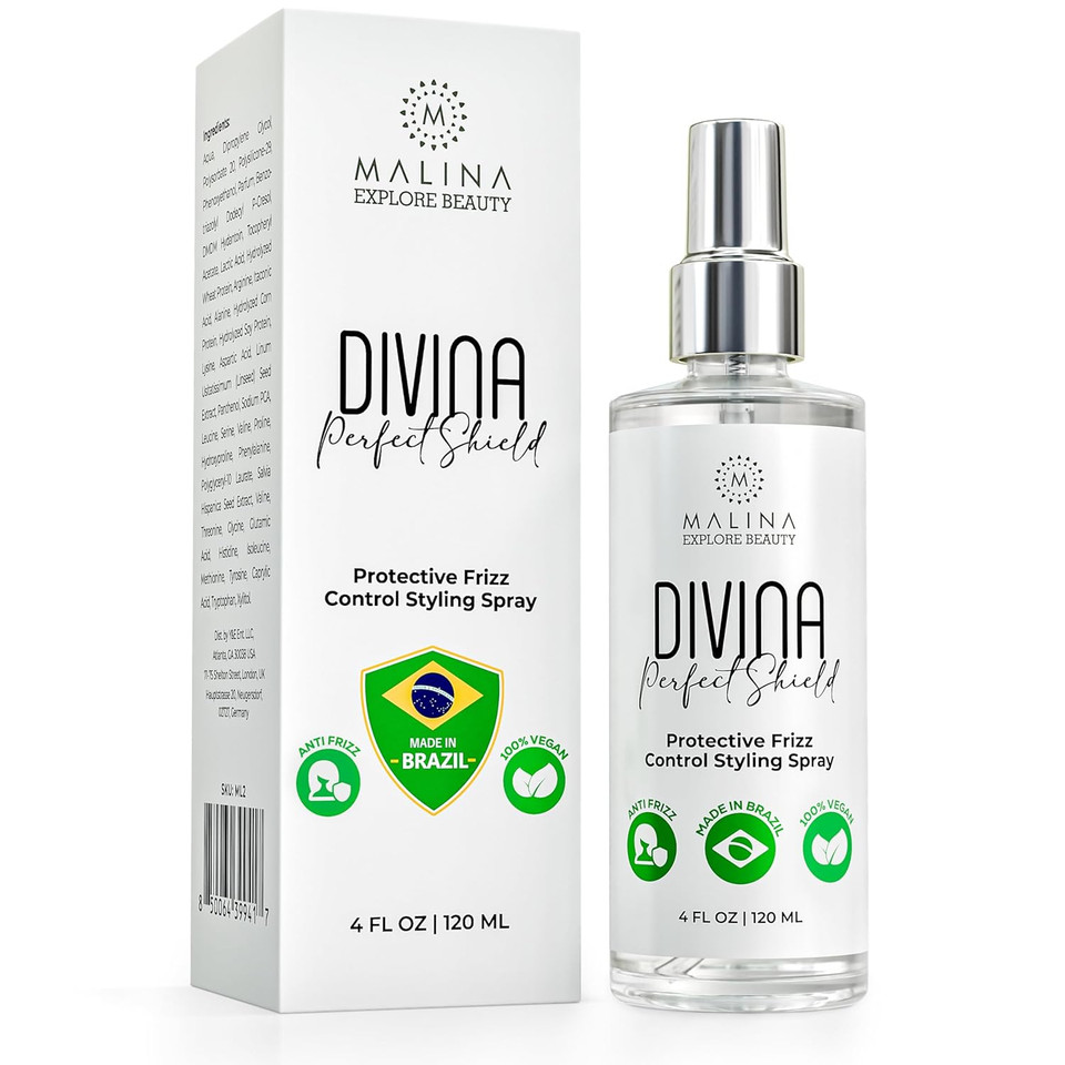 Malina Protective Frizz Control Styling Spray I Made In Brazil I Full Xl Size 4 Fl Oz