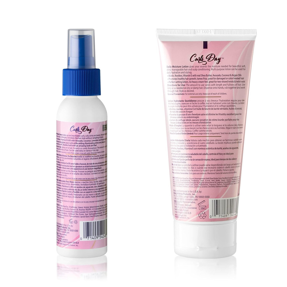 Mane 'N Tail Curls Day Spray With Biotin, Vitamin And B5 Rooibos & Avocado Revitalizing Hair Milk Fights Frizz (Curl Refresher + Daily Lotion)
