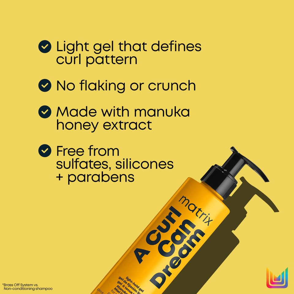 Matrix A Curl Can Dream Light Hold Gel For Curly, Coily, & Wavy Hair - Controls Frizz And Defines Curls Without Flaking Or Crunch, Silicone, Sulfate & Paraben-Free, Salon Styling Gel