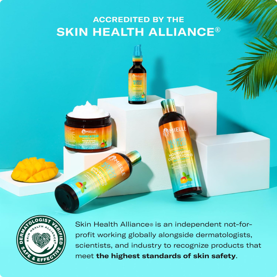 Mielle Organics Mango & Tulsi Nourishing 3-In-1 Hair Serum - Hair & Scalp Serum For Frizz Control, Split Ends & Moisture Balance - Strengthens & Seals Cuticles With Nutrients (12 Fl Oz)