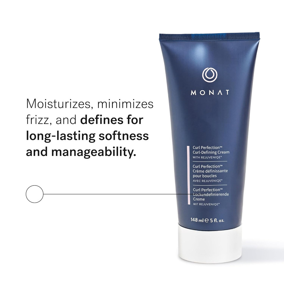 Monat Curl Perfection Curl-Defining Cream Infused With Rejuvenique®, Frizz-Fighting & Moisturizing Leave-In Styling Cream- All-Day Defined, Soft & Bouncy Curls For Wavy & Curly Hair -148 Ml/5 Fl Oz