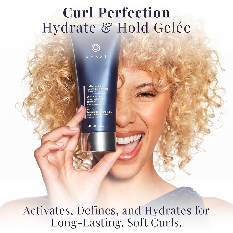 Monat Curl Perfection Hydrate & Hold Gelée With Rejuveniqe® - Curl-Enhancing Defining Gel For Wavy, Curly, Coily Hair - Soft, Touchable, Shiny Curls With Long-Lasting Memory - 148 Ml / 5 Fl. Oz