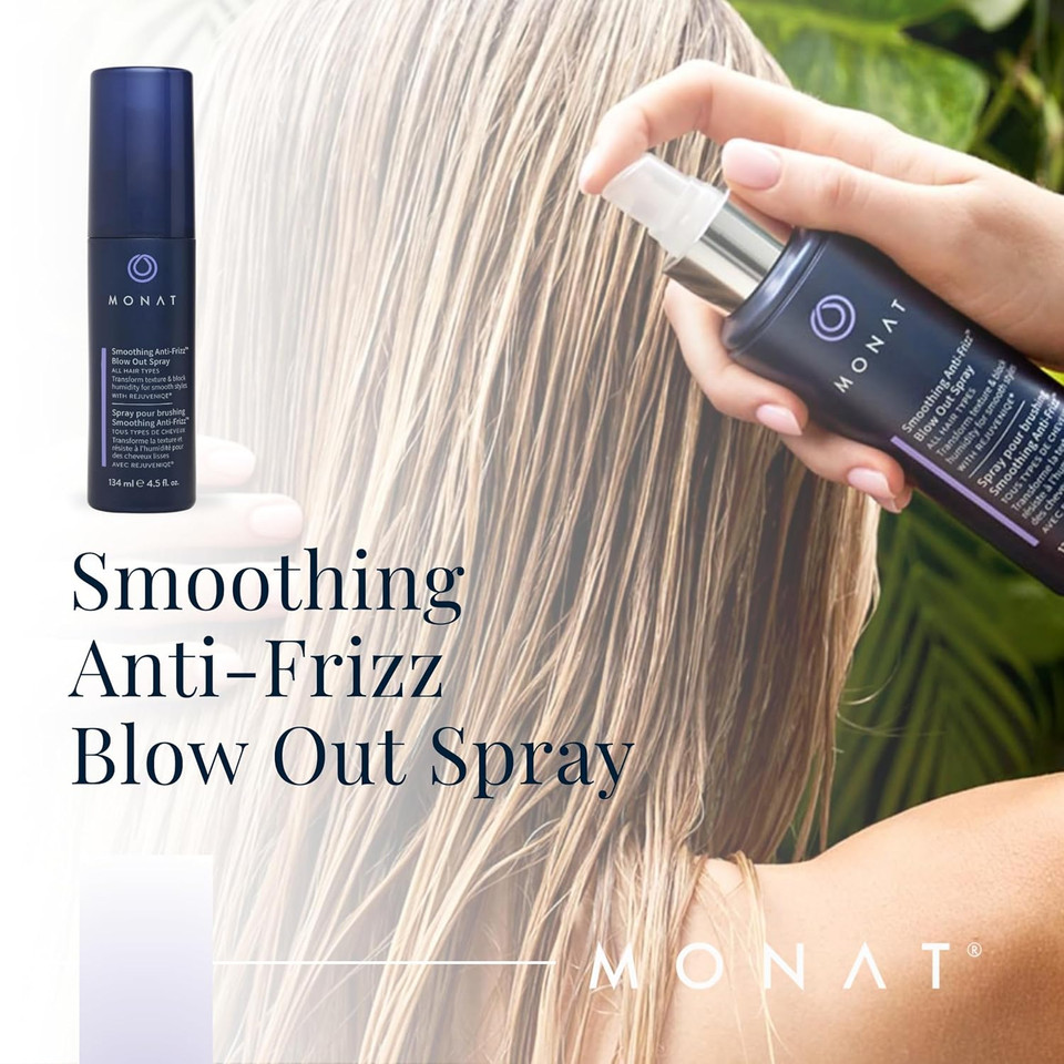 Monat Smoothing Antifrizz Blowout Styling Spray  Quick Dry Hair For Frizz Control  Natural & Nourishing Antifrizz  Salon Quality Blowout Heat Protection For Glossy Finish
