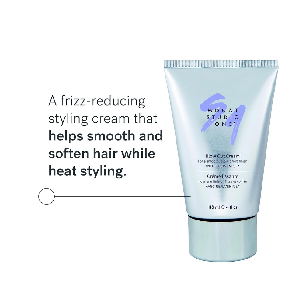 Monat Studio One Blow Out Cream - Anti Frizz Hair Care/Cream Helps Smooth And Soften Hair While Using Heat Styling Products. Thermal/Heat Protectant - Net Wt. 118 Ml / 4 Fl. Oz