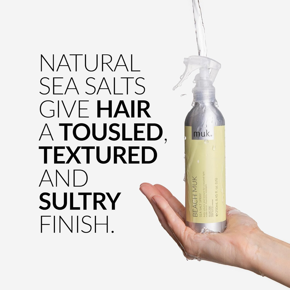Muk. Beach Sea Salt Spray - Texture Spray For Voluminous, Tousled Hair. Weightless Styling For All Hair Types. Natural Sea Salt Adds Body, Defines Curls & Resists Humidity, 250Ml