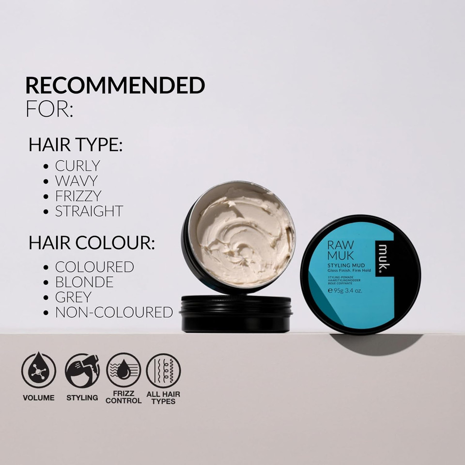 Muk. Haircare Raw Firm Hold Styling Mud, High Gloss Mud - 3.4Oz