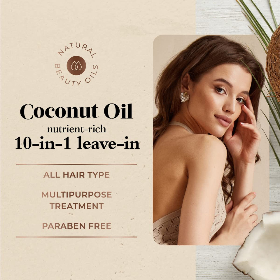 Oliology Coconut Oil 10-In-1 Multipurpose Spray - Leave In Treatment For All Hair Types | Detangles, Controls Frizz, Hydrates & Moisturizes | Made In Usa, Cruelty Free & Paraben Free (8.5 Oz)