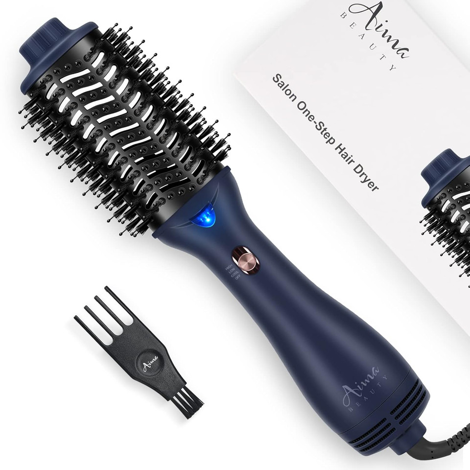 One Step Hair Dryer & Volumizing Brush, Aima Beauty Hair Styling Tool - Ceramic Straightener, Curler, Hot Air Styler & Ionic Salon Brush, Prussian Blue One Step Hair Dryer & Volumizing Brush, Aima Beauty Hair Styling Tool - Ceramic Straightener, Curler, Hot Air Styler & Ionic Salon Brush, Prussian Blue
