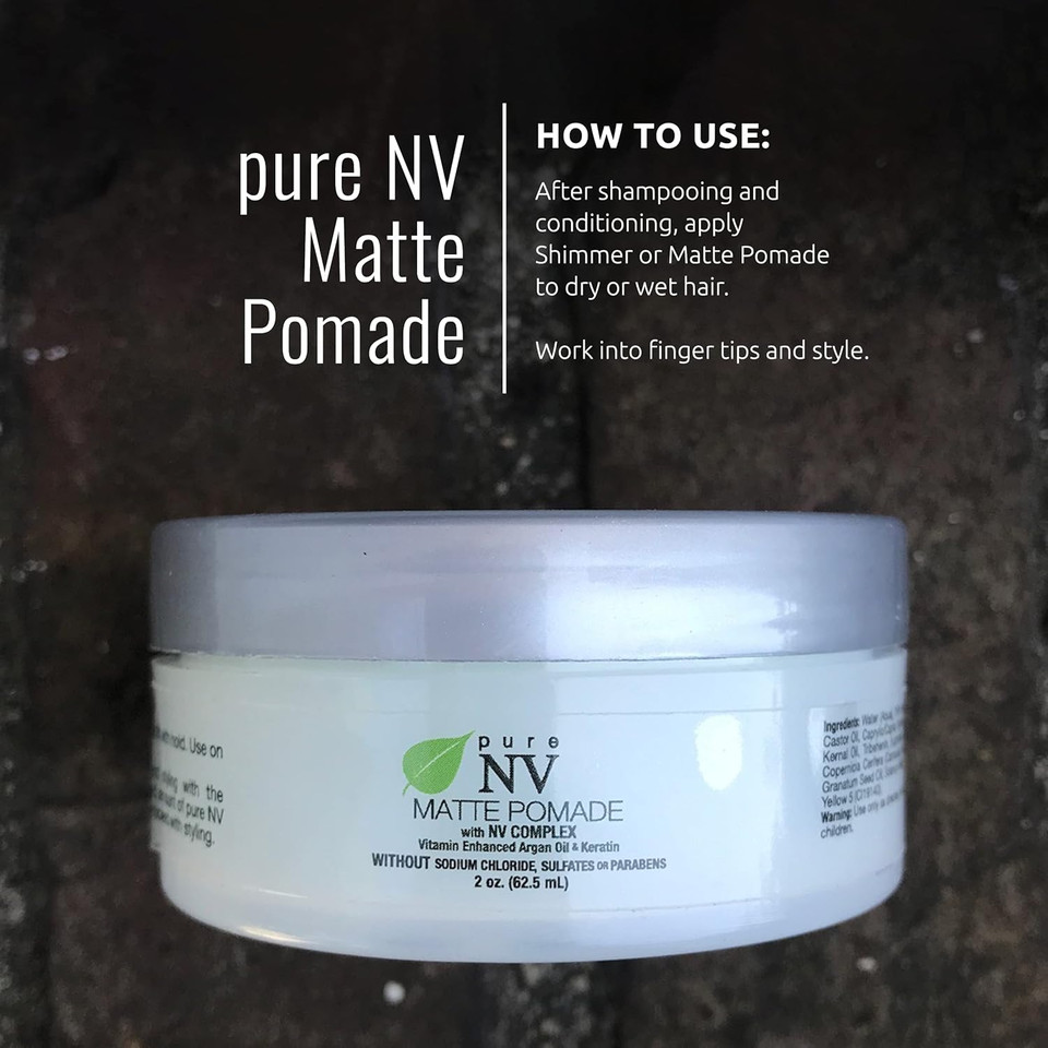 Matte Pomade For Non-Greasy Styling & Texture With A Matte Finish, Keratin, Collagen & Argan Oil Infused To Repair, Restore & Strengthen 2 Oz