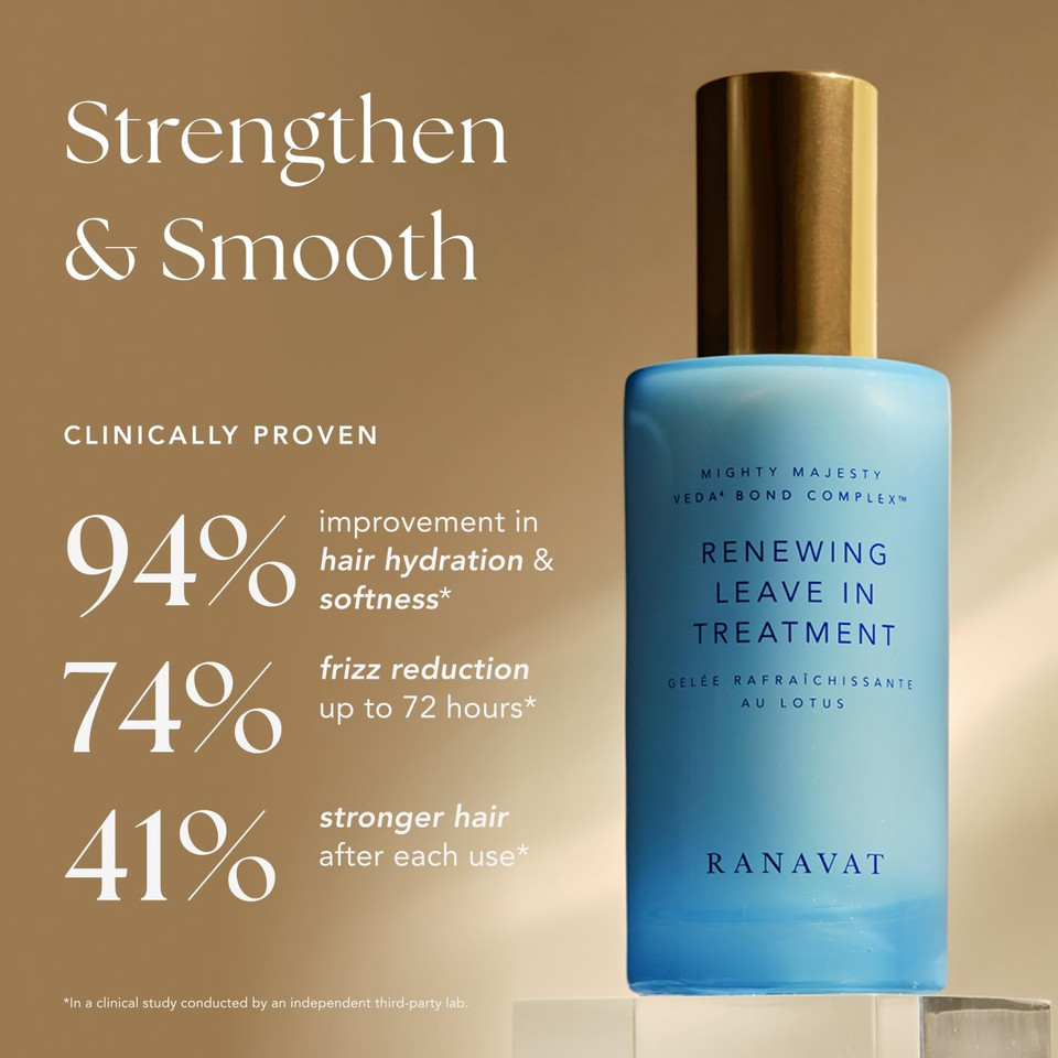 Ranavat Mighty Majesty Travel Size Leave In Hair Treatment - Moisturizing Cream & Heat Protectant For Styling With Veda Bond Strengthening Complex, Macadamia Nut Oil & Haritaki (0.5 Oz)