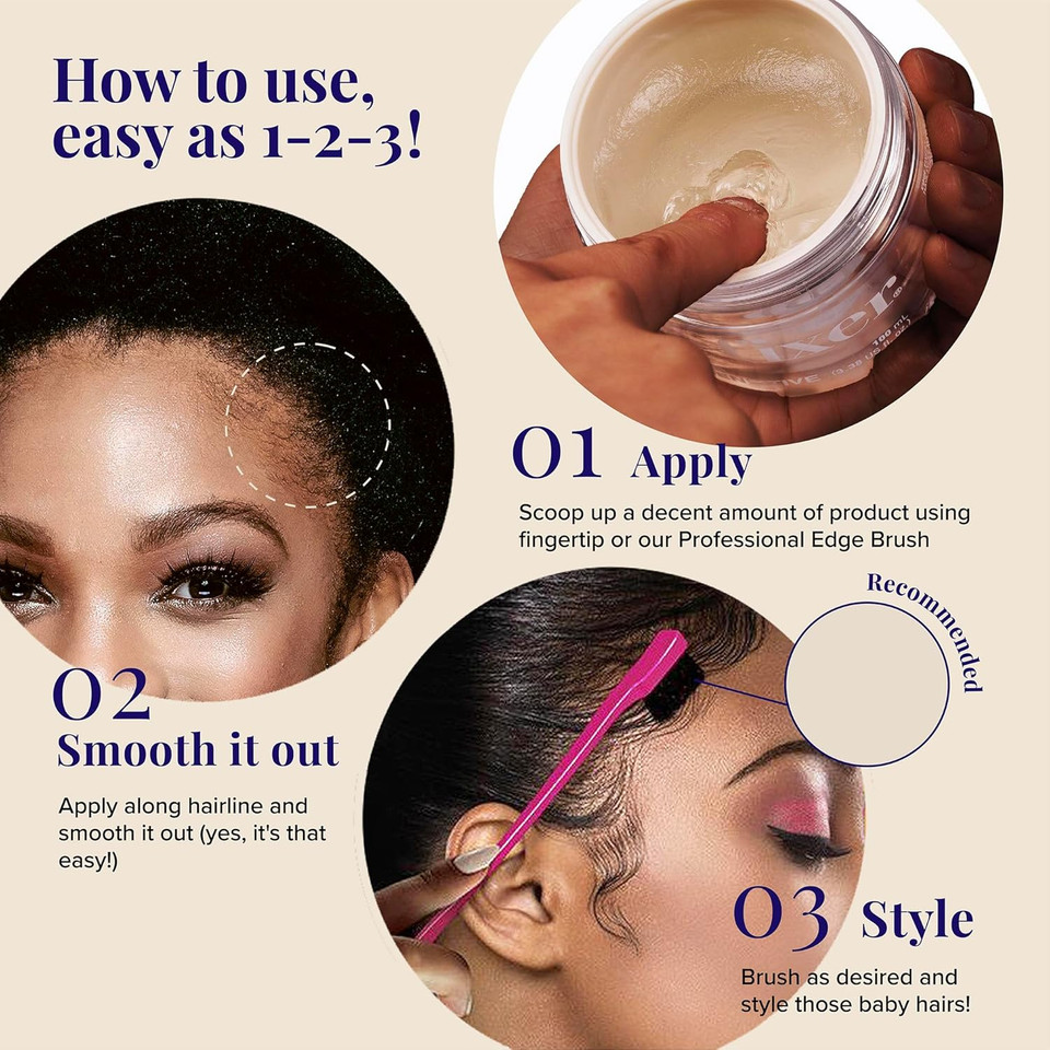 Red By Kiss Edge Fixer 24 Hour Maximum Hold Edge Wax No Flaking Biotin B7 Infused Hair Gel 3.38 Fl.Oz (Unscented)