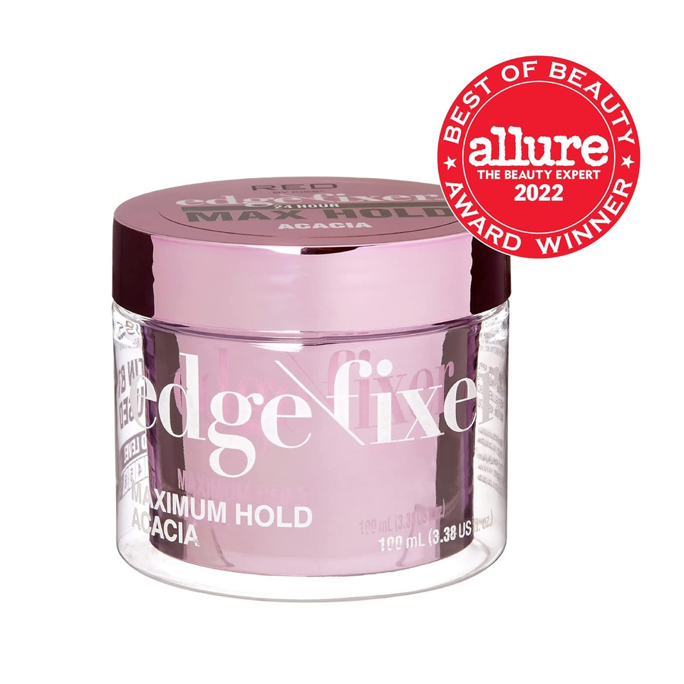 Red By Kiss Edge Fixer Hair Shine Gel, 24 Hour Max Hold, Non-Flaking, Biotin B7 Infused, Natural Styling, Professional Edge Control Wax, Perfect For Braiding (Acacia)