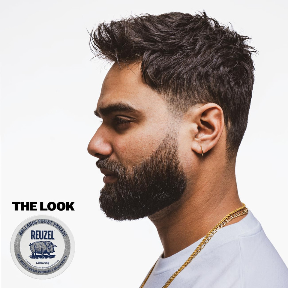 Reuzel Clay Matte Pomade, Medium All Day Hold, Water Soluble Styling, No Shine And Flake Free, Easy To Wash Out, For All Hairstyles