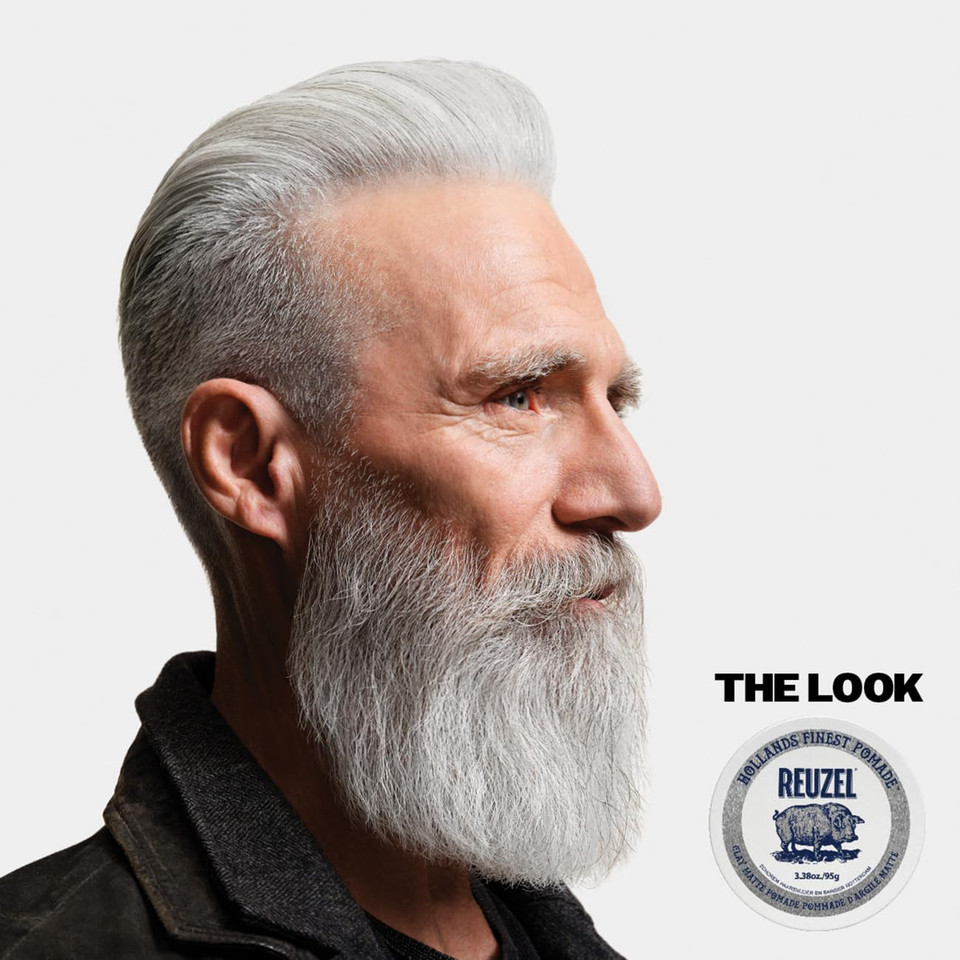 Reuzel Clay Matte Pomade, Medium All Day Hold, Water Soluble Styling, No Shine And Flake Free, Easy To Wash Out, For All Hairstyles