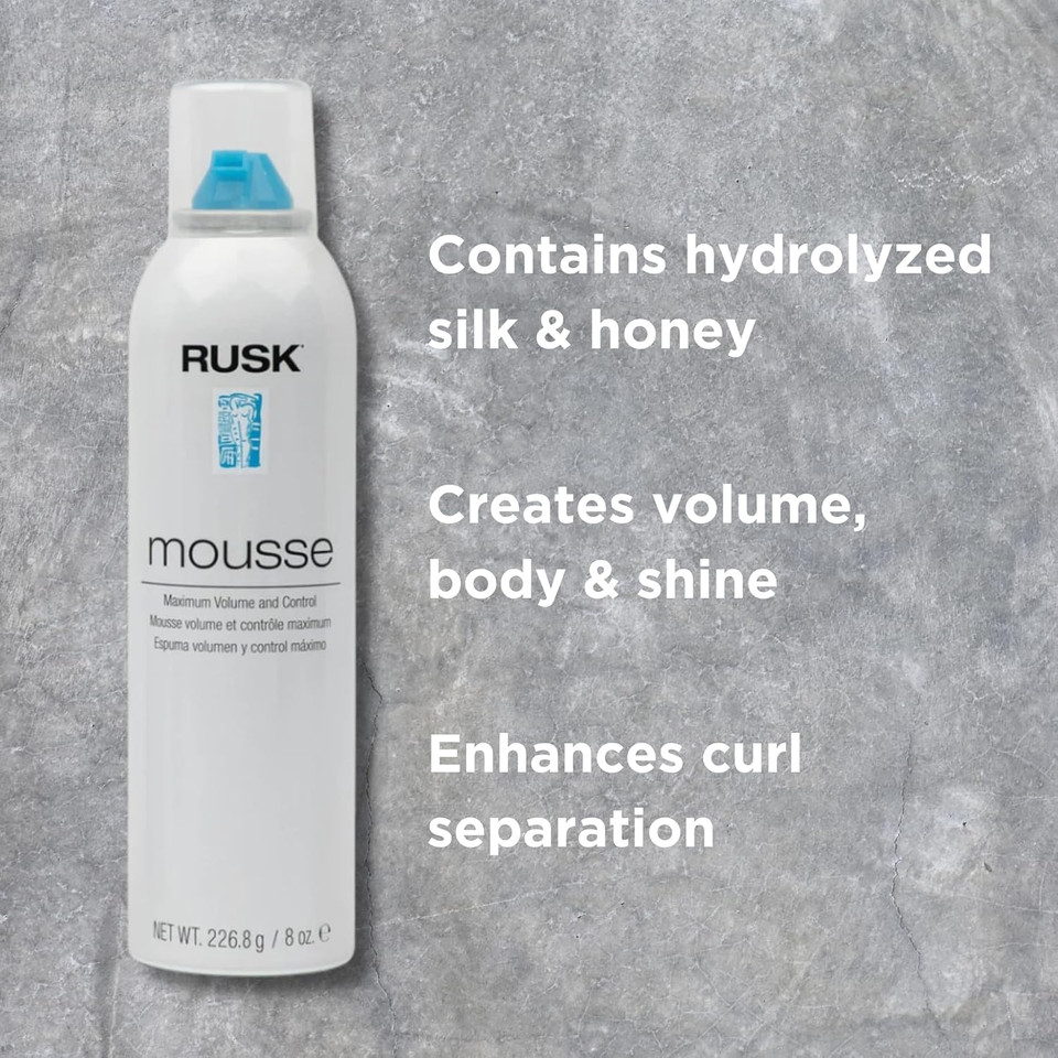 Rusk Designer Collection Mousse Maximum Volume And Control, Firm-Holding Styling Mousse, 8.8 Ounce