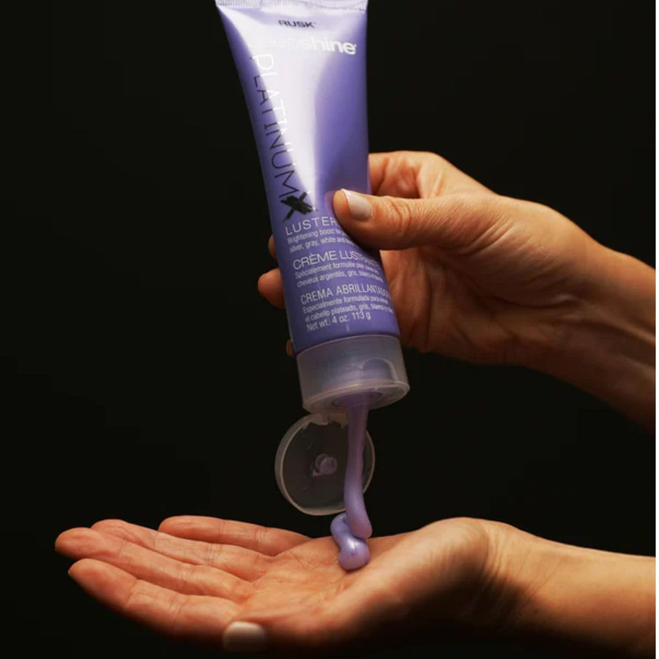 Rusk Platinumx Lusterizer, Salon Formula Styling Cream To Boost Shine, Eliminate Brass, And Fight Frizz, 4 Oz
