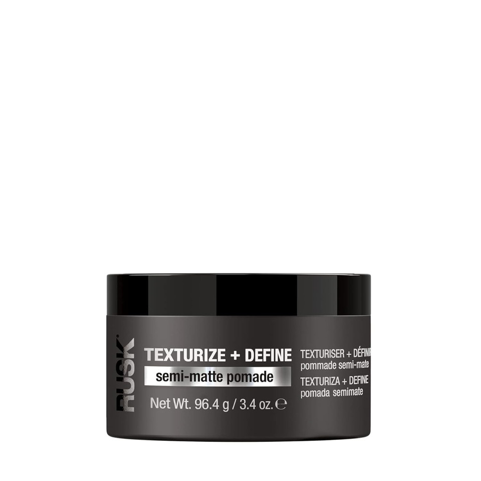 Rusk Semi-Matte Pomade, Texturize + Define, Creates Definition And Texture, Lightweight, Fights Humidity, 3.4 Oz