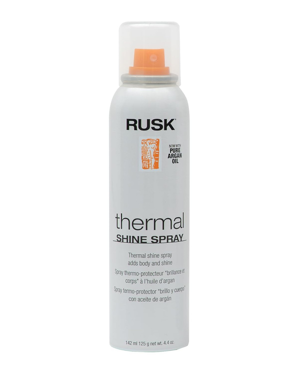 Rusk Thermal Shine Spray, Pure Argan Oil, Eliminates Frizz And Maintains Shine, Sleek And Smooth Hair, 4.4 Oz