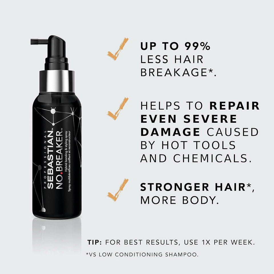 Sebastian Professional No.Breaker, Hair Bonding Treatment, Breakage And Damage Repair Leave-In Spray + Bundle Of Shaper Regular Hair Spray, 1.5 Ounce
